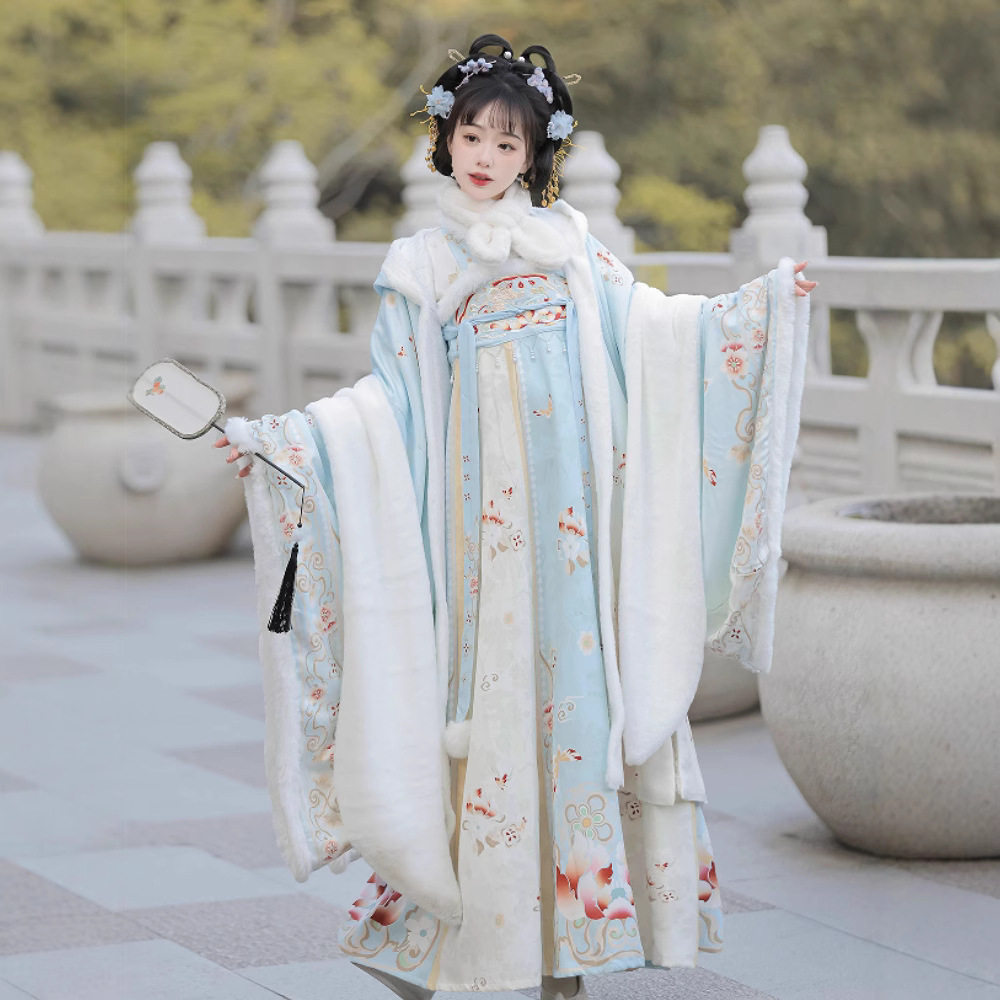 花蝶2024新款原创小公主冬季加绒大袖衫齐胸破裙保暖冬款唐风汉服,女装/女士精品,汉服套装,淘宝优惠券,粉丝福利购,淘宝优惠卷