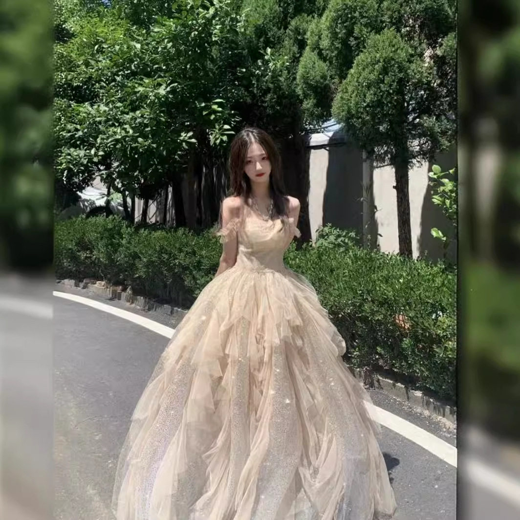 香槟色晚礼服女2026新款18岁成人礼公主裙宴会主持人蓬蓬裙晚礼服