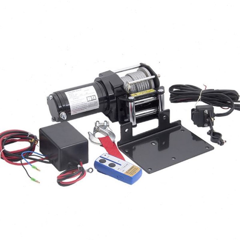 ATV电动g绞盘 2500磅配尼龙绳  小型电动绞盘