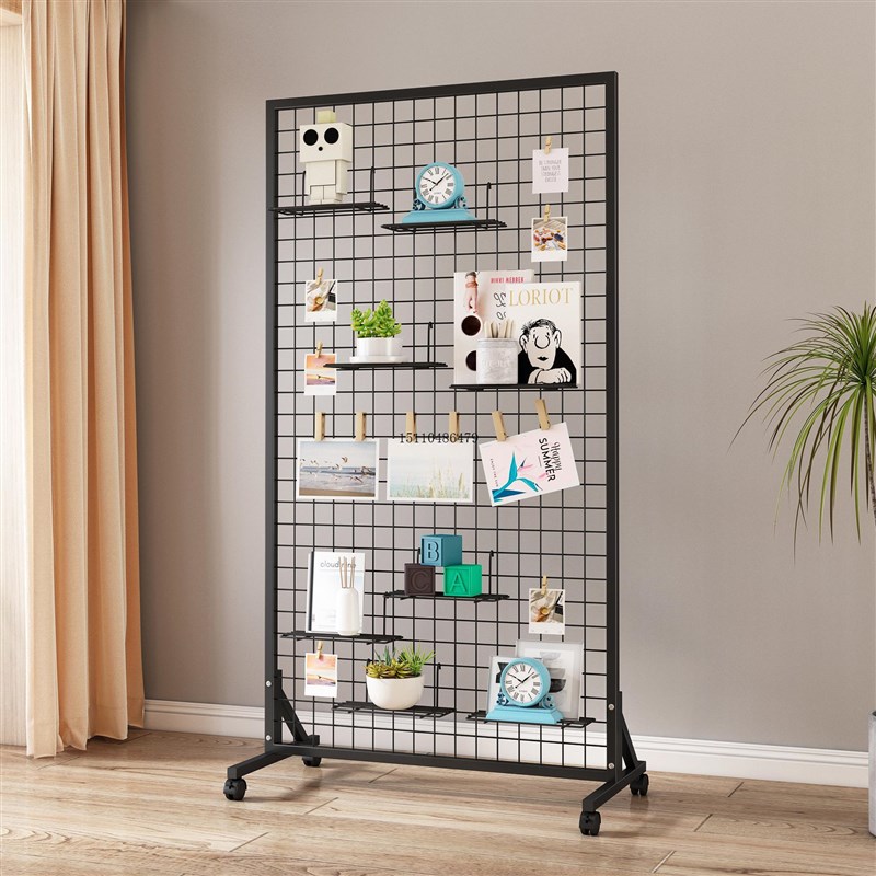 移动式货b架铁丝网格架饰品展示架网格置物架落地幼儿园作品置物