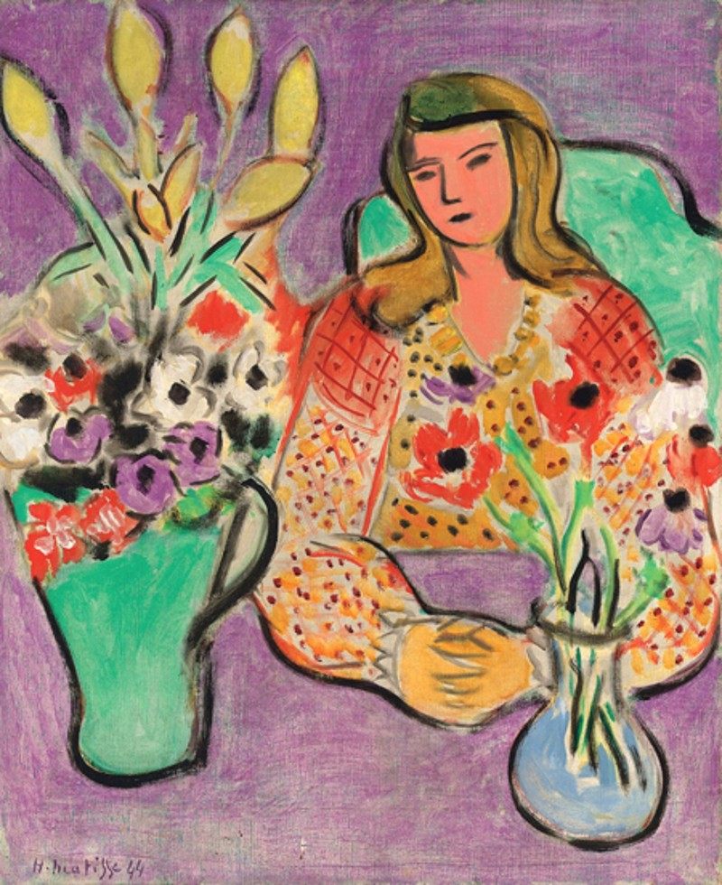 Matisse亨利马蒂斯油画紫色背D景前的女孩与海葵 手工临摹复制品,家居饰品,油画,淘宝优惠券,粉丝福利购,淘宝优惠卷