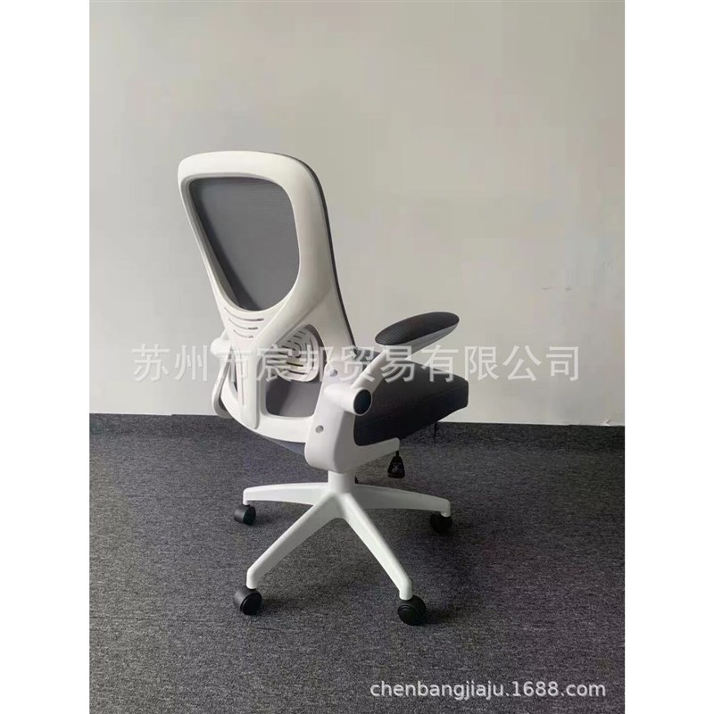 可旋转可抬垂g直扶手电脑椅可升降白框带头枕办公椅会议椅职员椅