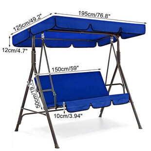 3 Seat Garden Swing Chair Cover Swing Top Cover Polyest.er W
