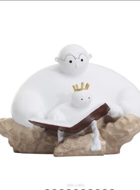 现代创意大白父子看书摆件客x厅样板房北欧仿石膏雕塑家居摆设