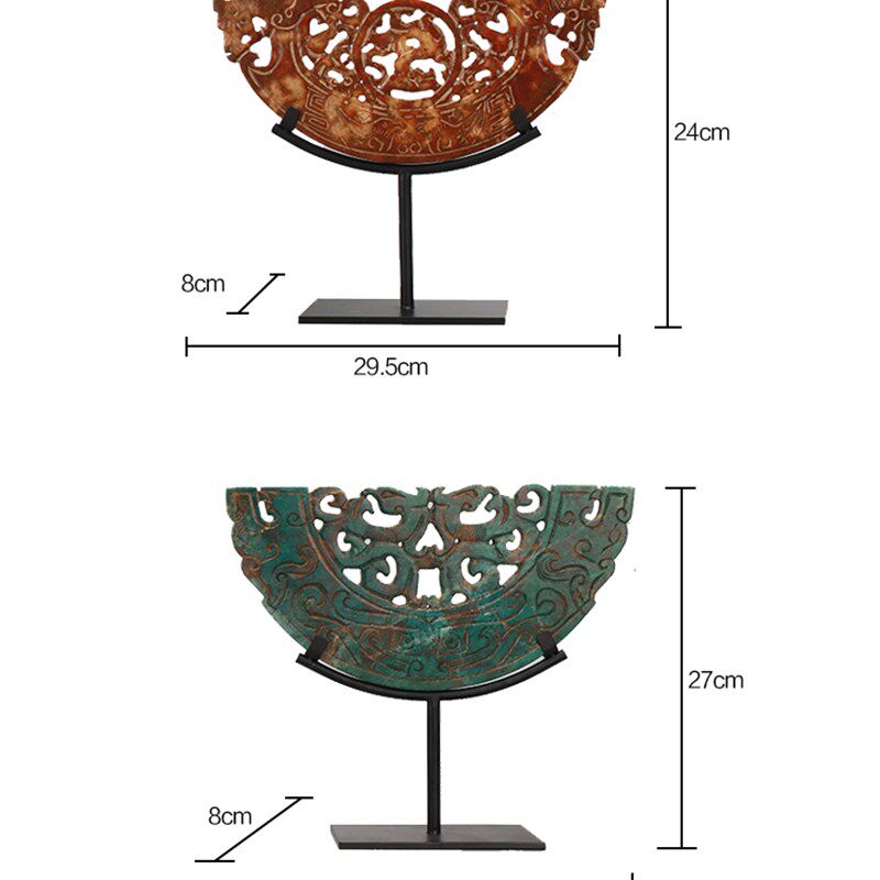 现代新中式创意镂空雕刻r玉璧客厅电视酒柜家居酒店样板房软装摆