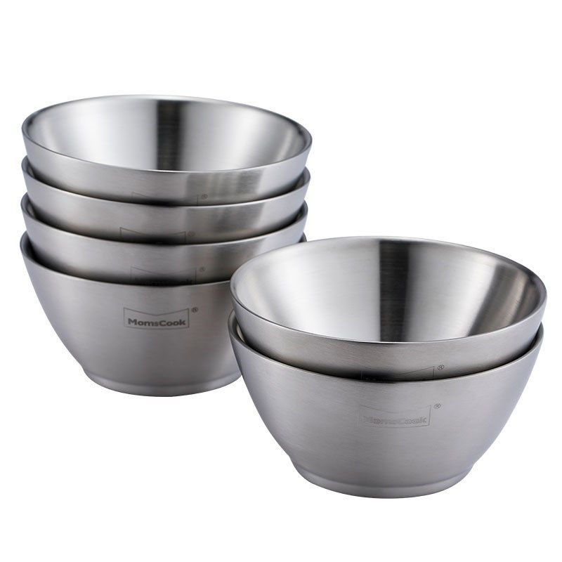 慕厨 304不i锈钢碗儿童防烫防摔双层隔热成人米饭碗家用加厚汤碗