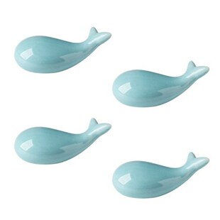 Set of 4 Blue Whale Ceramic Chopstick Holder ChopsWtick Rest