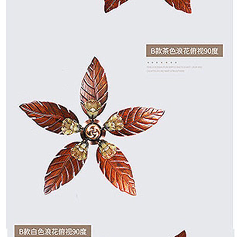 变频电风扇无灯复古餐客厅卧室欧美式仿古实木P芭蕉叶现代简约吊