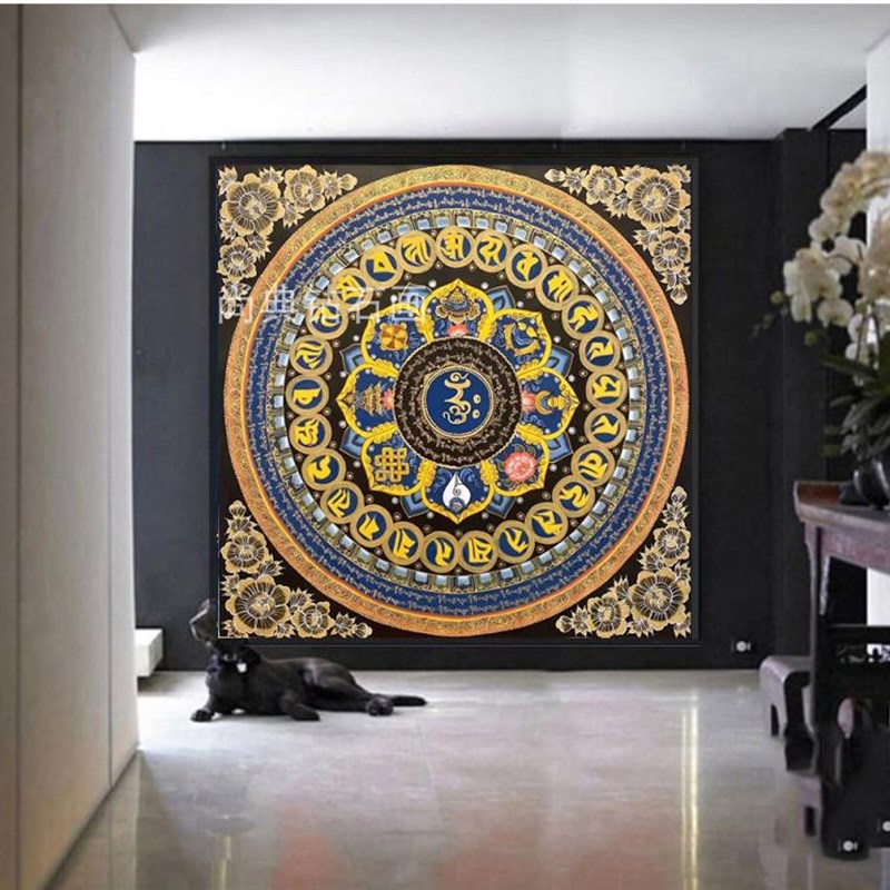 2021新e款DIY方钻满钻钻石画唐卡吉祥八宝坛城手工贴钻印花十字绣