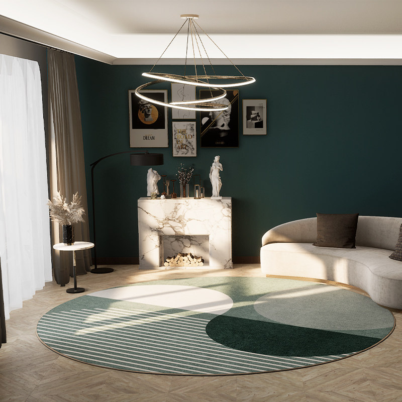 现代轻奢圆形雪尼尔地毯客厅卧室沙发茶几地垫Q家用少女简约床边