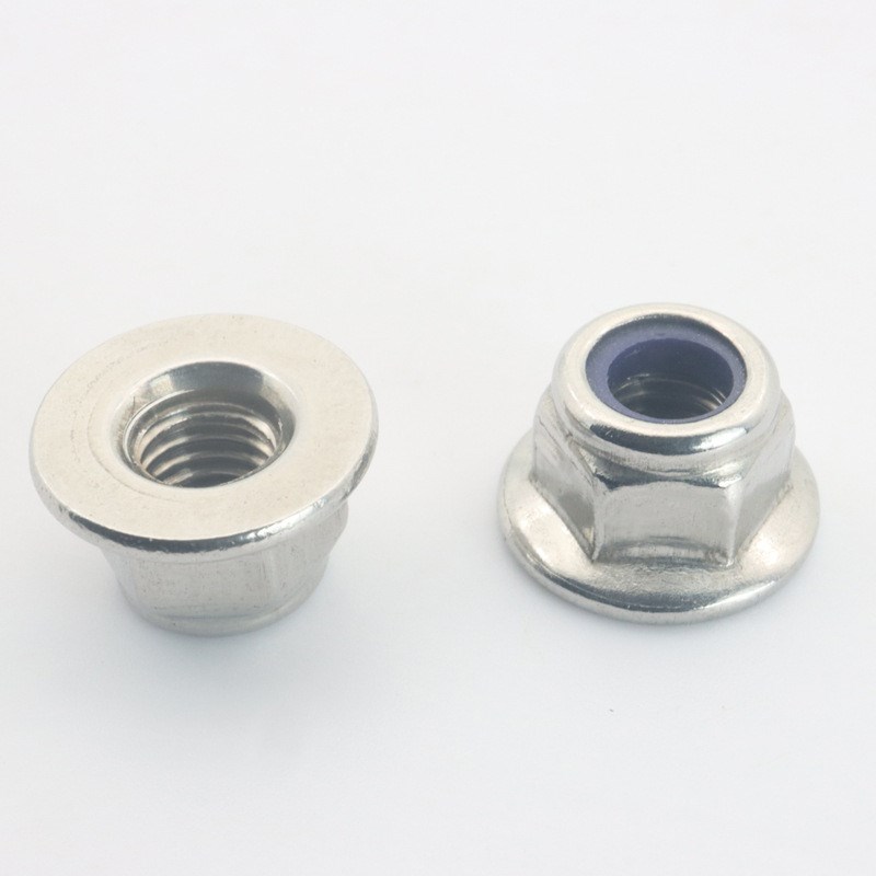 304不锈钢尼龙螺母蓝尼不带齿DxIN6926非金属嵌件锁紧六角法兰螺