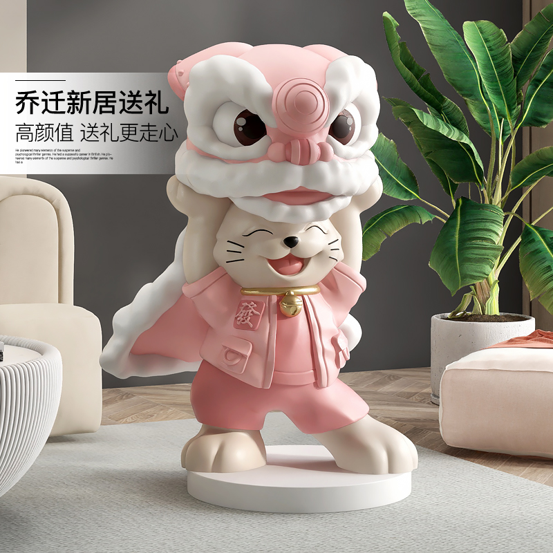 中国风醒狮招财猫摆件家用u客厅家居饰品店铺迎宾招财开业乔迁礼