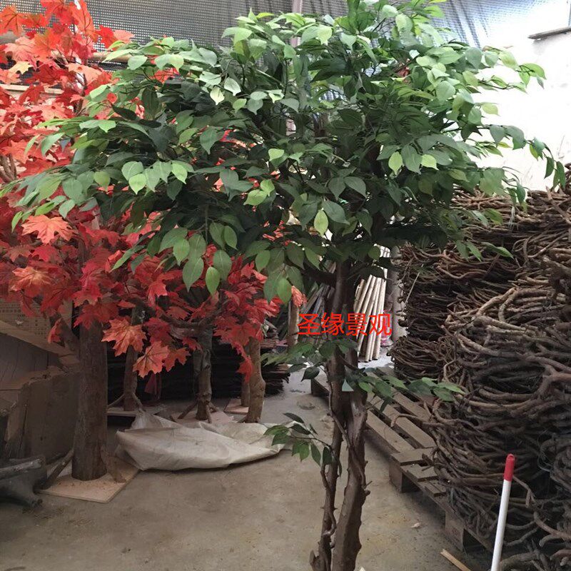 仿真榕树b大树酒店商场道具许愿树歪脖子树橱窗室内装饰假绿植摆