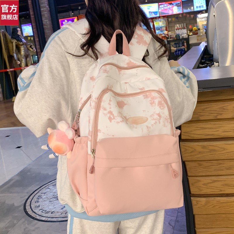 得力官网正品日系小清新休闲双肩包女孩儿童轻便大容量书包女小学