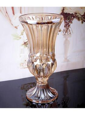 爆款大号加厚加重欧式水晶玻璃花瓶高脚大酒杯创意花瓶酒店餐桌摆