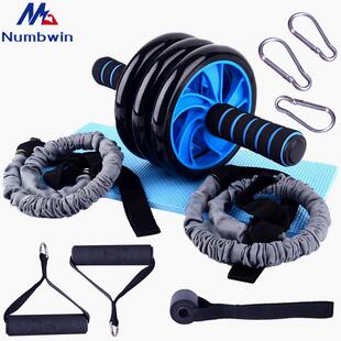 爆款三轮健腹轮十件套升级门扣拉力器海绵握力器把手家用小型健身