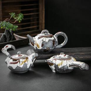 爆款景德镇手工茶具志野釉茶壶开片志野烧泡茶器窑变小茶壶陶壶泡