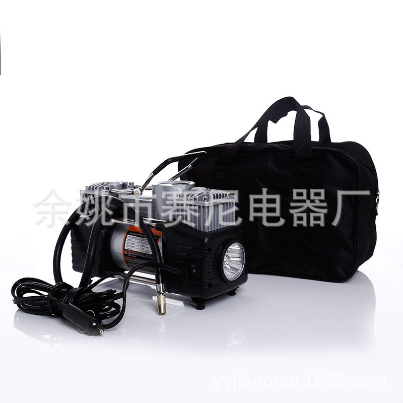 厂家直销批发车载用双缸带led灯充气泵打气泵礼品赠品