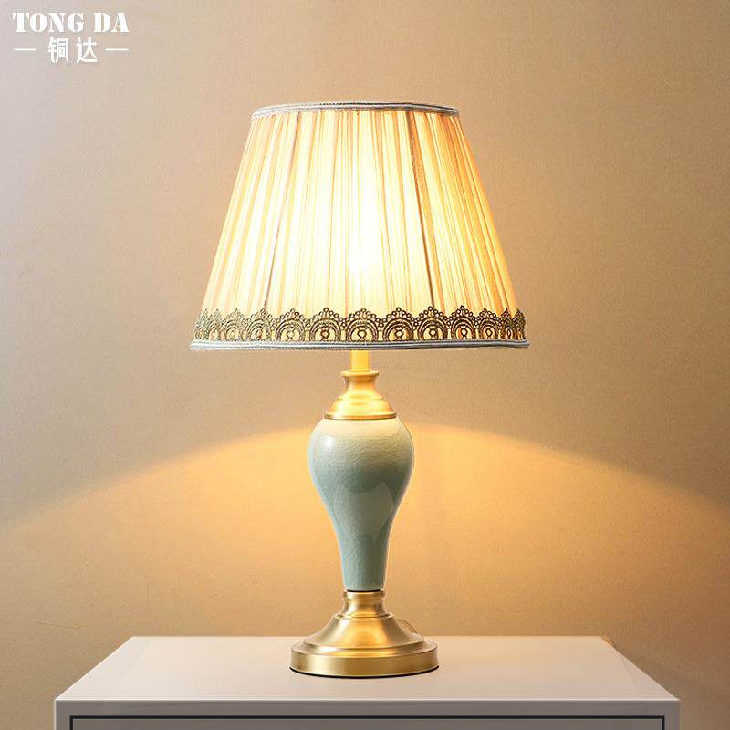 美式卧室床头陶瓷台灯欧式简约客厅书房装饰台灯样板间房间客房灯
