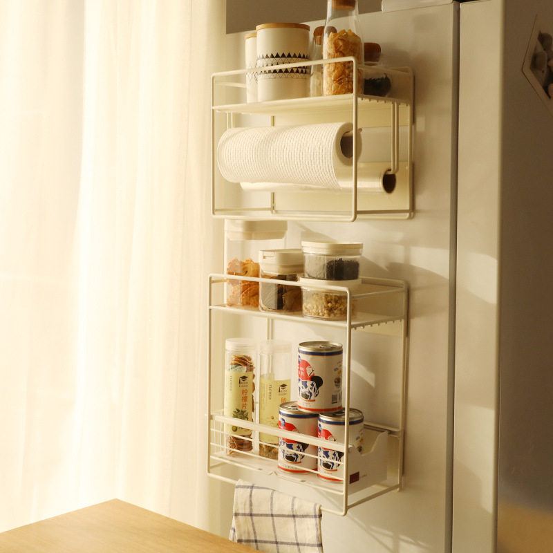 磁吸冰箱置物架侧收纳壁挂式侧边收纳架多层厨房用品夹缝调料挂架