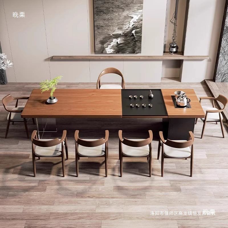 实木茶桌长方形茶桌一体一整套客厅整套一体轻奢不规则豪华亚马逊