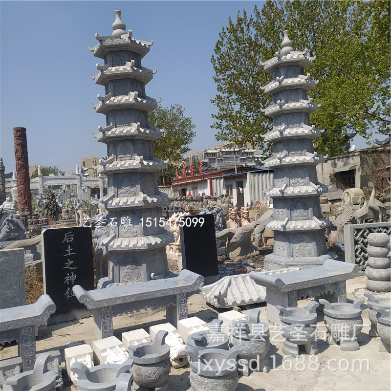 供应园林仿古石灯笼摆件 石灯石塔 现货寺院青石佛塔舍利塔