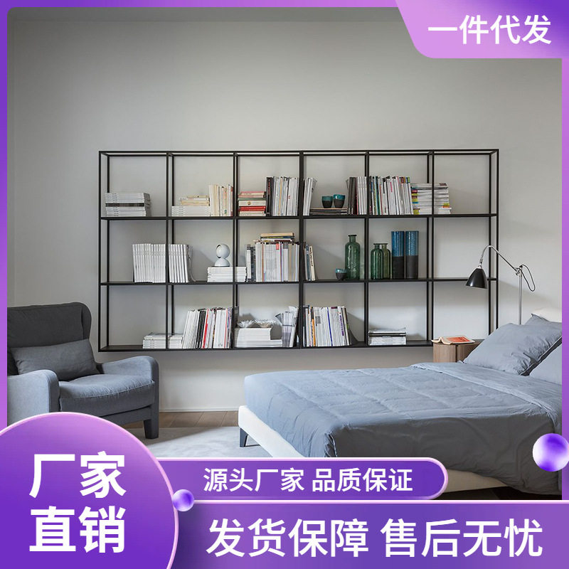 墙上置物架客厅壁挂式铁艺书架陈列架卧室厨房创意挂墙置物架框架