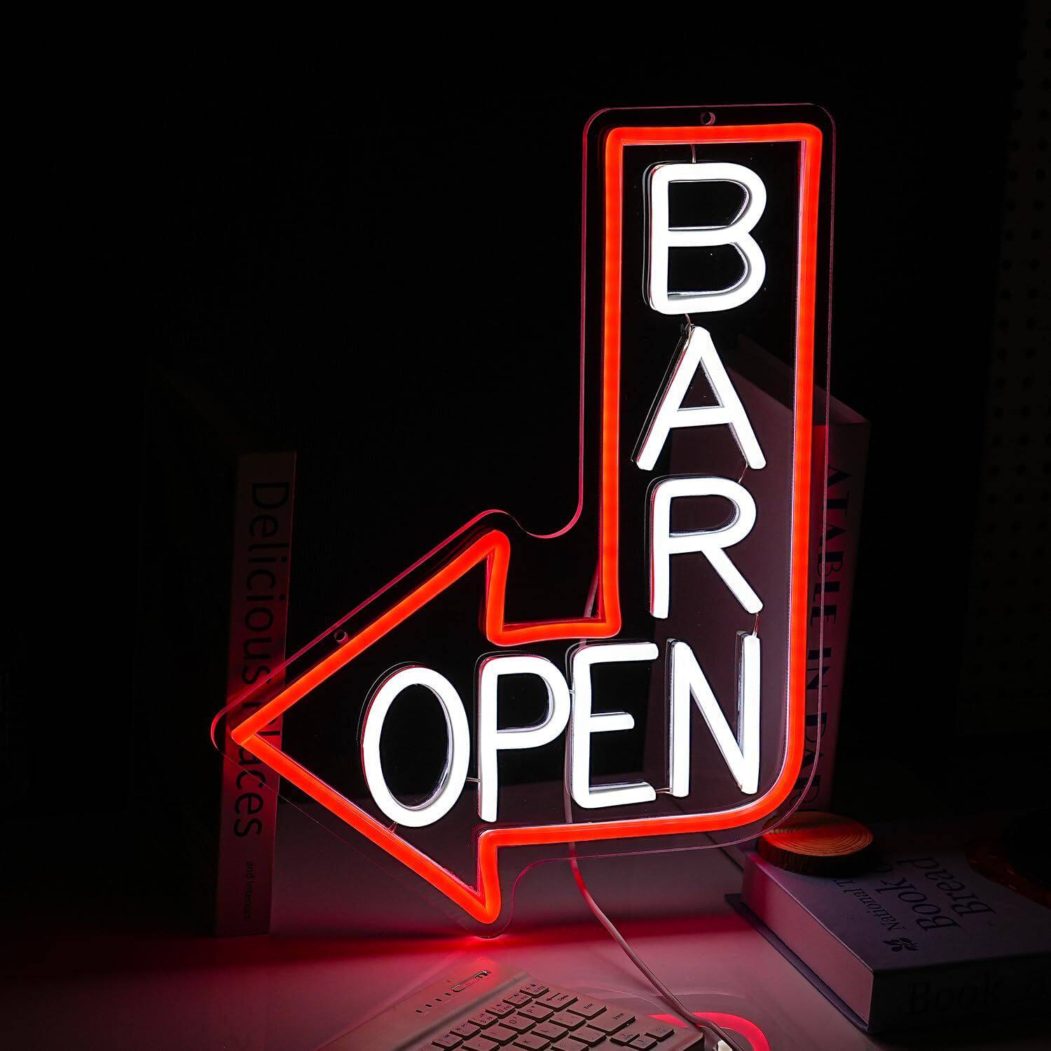 跨境外贸led霓虹灯bar open发光字母灯牌招牌灯酒吧装饰灯标识牌