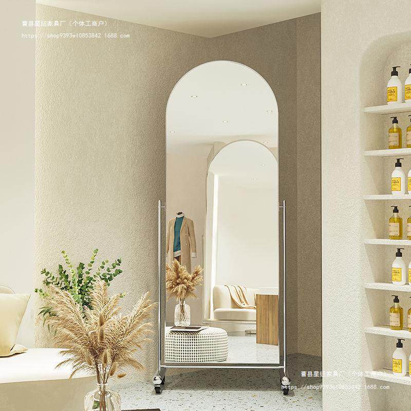 可移动带轮服装店镜子不锈钢全身显瘦落地试衣镜舞蹈镜跳舞健身镜