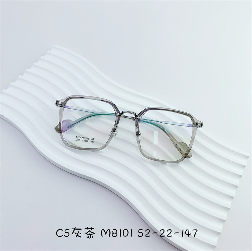 新款眼镜大框女半钛时尚方形β钛眼镜架IP电镀工艺框架眼镜M8101