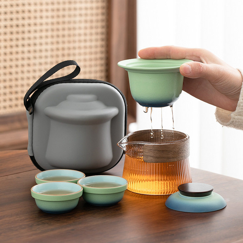 便携式旅行茶具小套装简易户外随身功夫泡茶壶茶杯露营出差快客杯