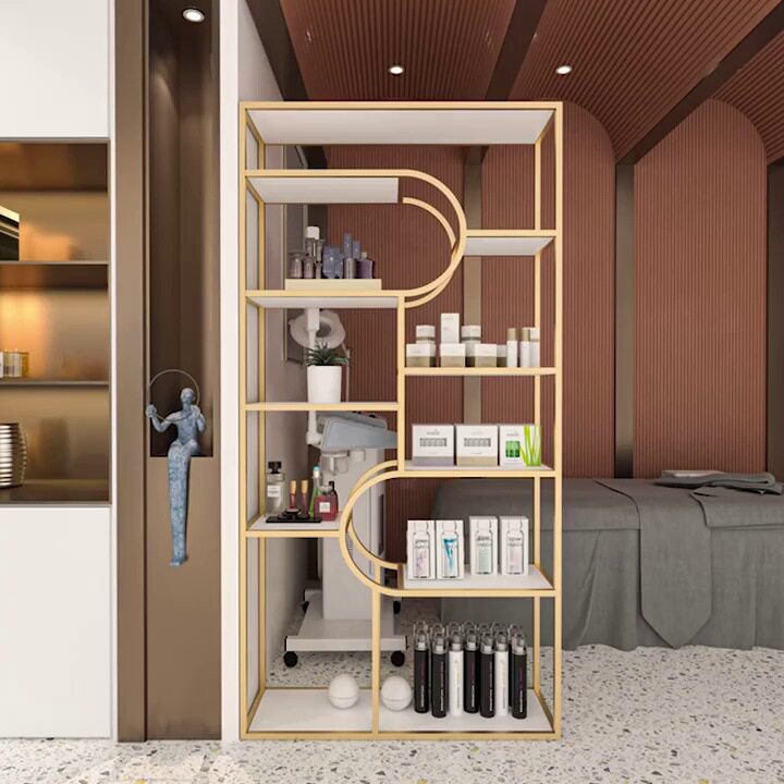 现代简约铁艺书架家用入户玄关隔断展示架商用办公室不锈钢展示架