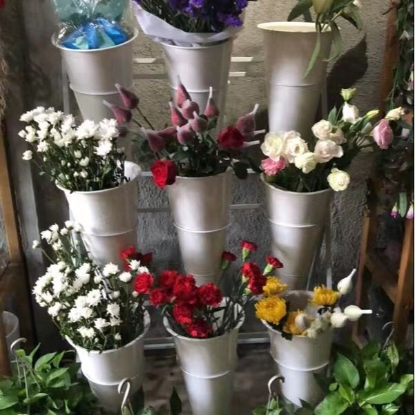 花店花架鲜花展示架多层阶梯铁艺移动花桶架花筒架子专用货架好物