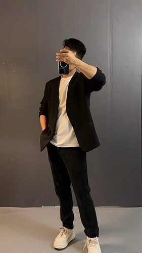 极简低调风无领MM6休闲西装