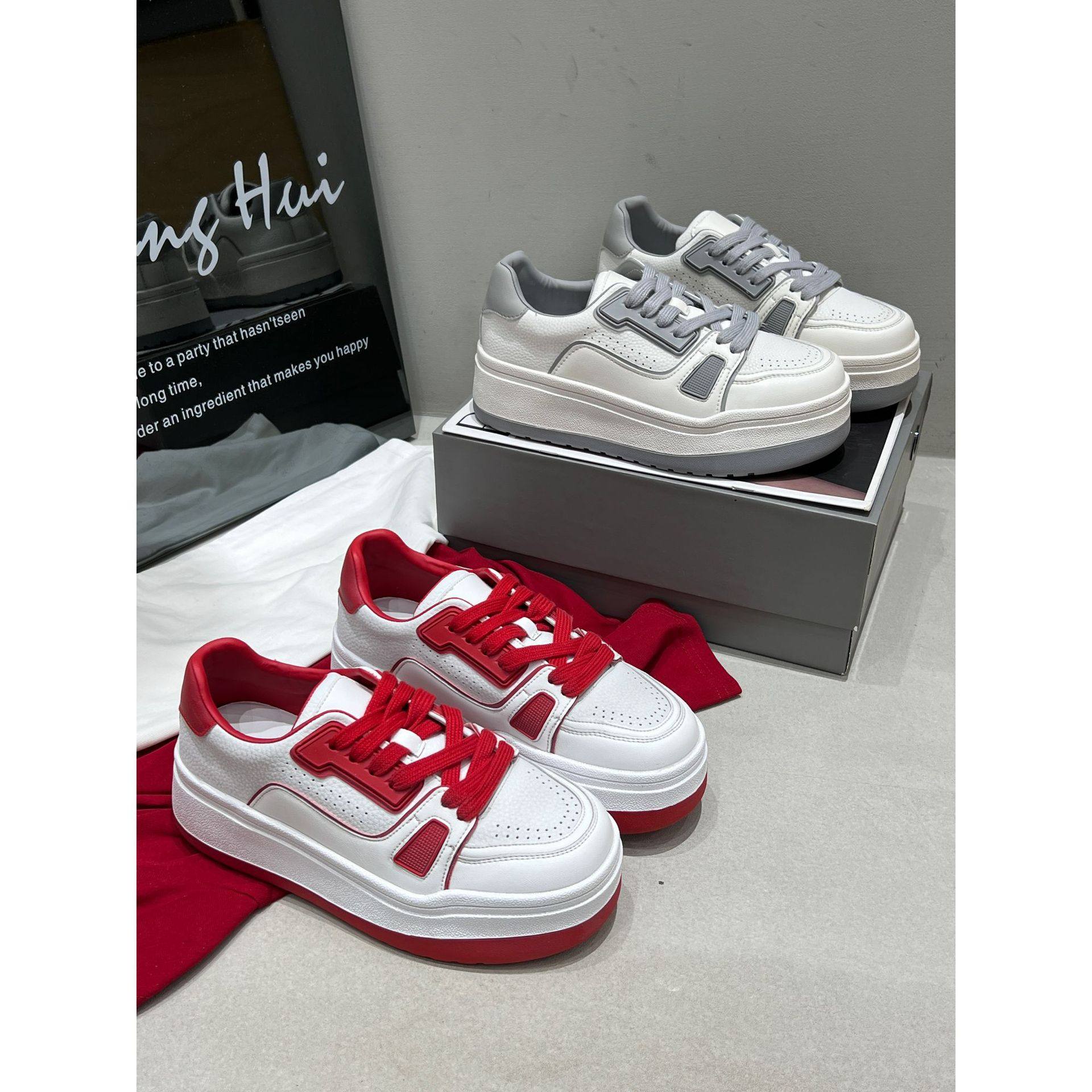 厚底小白鞋女2026春季新款真皮小众复古松糕板鞋百搭运动休闲鞋,女鞋,时尚休闲鞋,淘宝优惠券,粉丝福利购,淘宝优惠卷