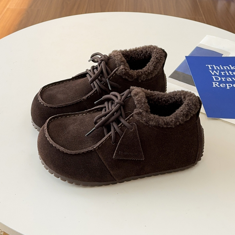 加绒丑萌棉鞋女真皮雪地靴潮