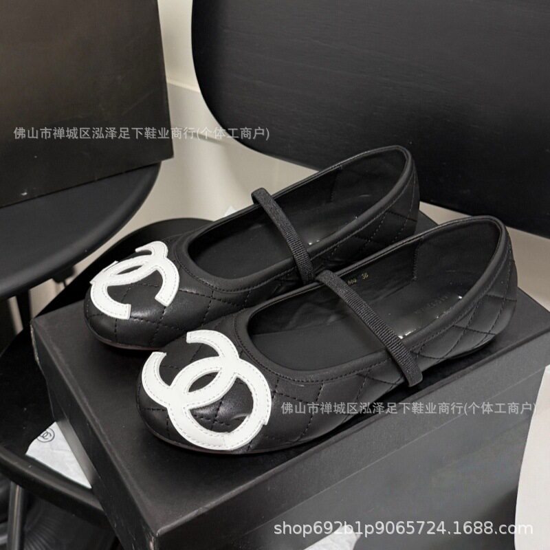 羊皮版本2026新款小香蝴蝶结芭蕾舞鞋女菱格平底单鞋时尚菱格女鞋