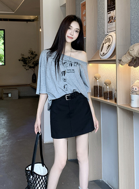 黑色西装半身裙女2026春新款韩版百搭a字裙高腰显瘦口袋短裙子灰