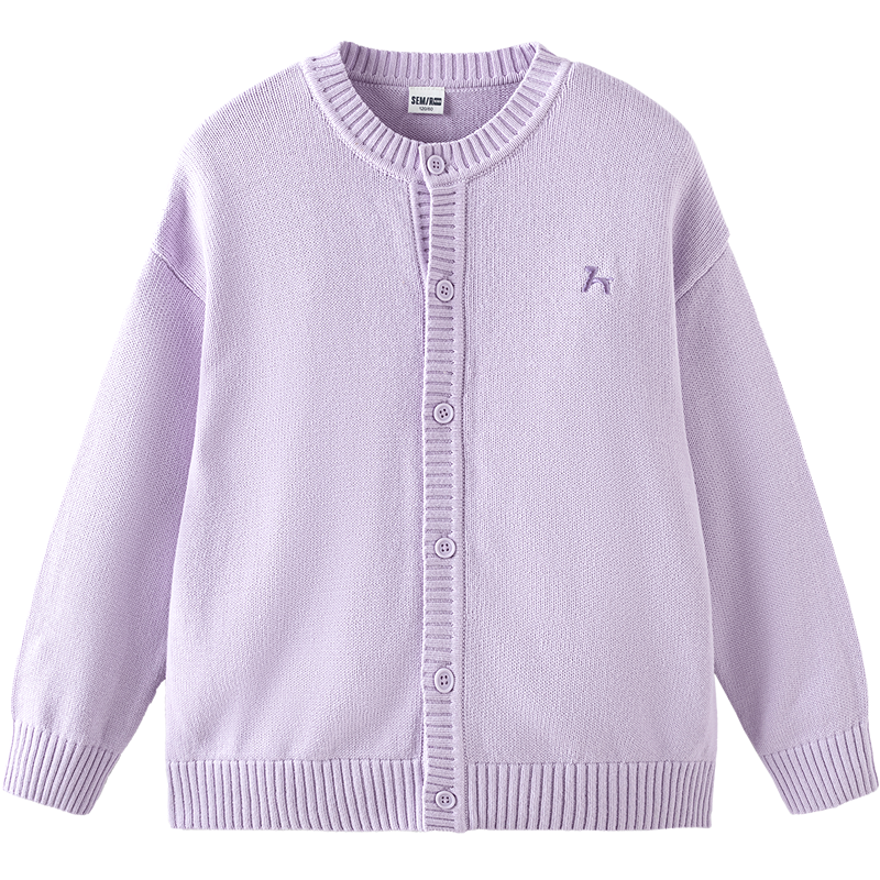 森马儿童毛衣24年新款男童宽松针织衫女童刺绣开衫简约套头毛衫