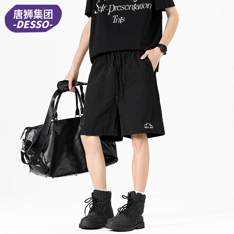 Desso潮牌锦纶风短裤男女同款夏季宽松休闲五分裤抽绳裤子