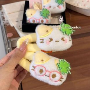 丸子头少女感 卡通kt小猫四叶草发夹高级感甜美可爱2025新款