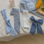 飘带复古法式 领巾 飘带女窄春夏季 蓝色系装 饰丝带韩国丝巾发带薄款