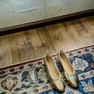 3.5CM中跟鞋 柳上浅金黄玛丽珍女鞋单鞋女小皮鞋平底鞋女芭蕾鞋女