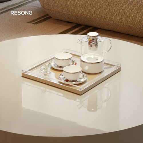 RESONG日诵家居 派斯漆器方形托盘 软装饰品果盘糖果盘高级感家用