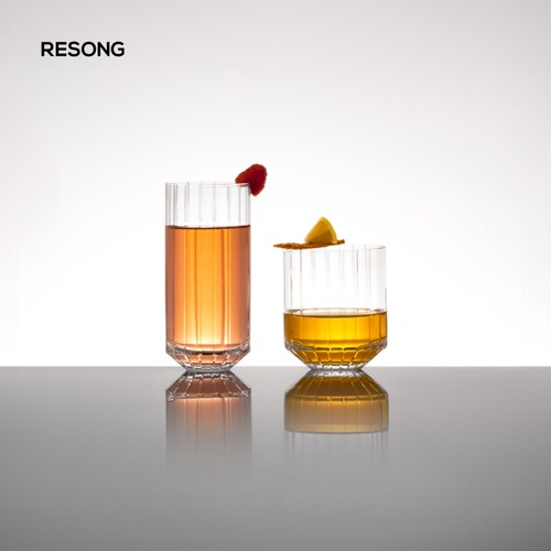 RESONG日诵家居 绅士水晶手工水杯 透明家用礼品玻璃杯 条纹复古