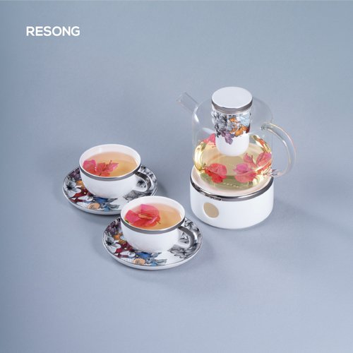 RESONG日诵家居 蝶语花茶壶套装 明火加热围炉煮茶壶高硼硅玻璃