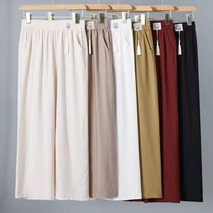 下单立减50元 宽松复古风裤 樱花款 夏季 子休闲女裤 高腰直筒裤