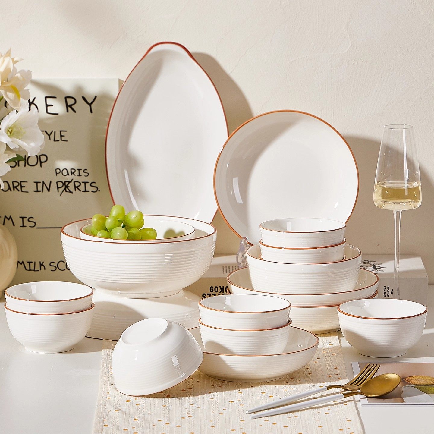 景德镇新款2025简约风高颜值餐具陶瓷吃饭碗汤碗盘碟鱼盘单个自选,餐饮具,盘,淘宝优惠券,粉丝福利购,淘宝优惠卷