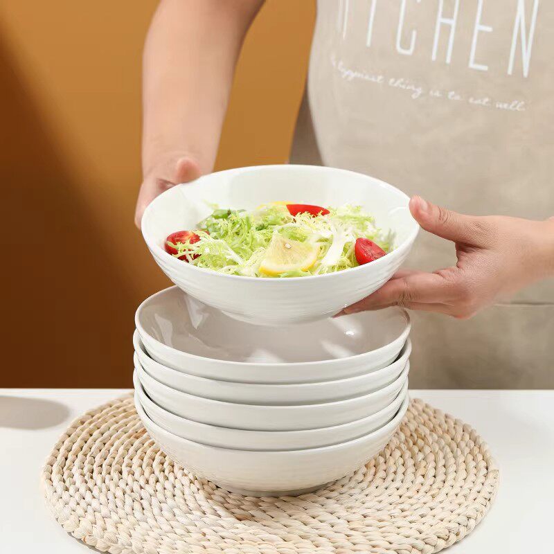 纯白盘子菜盘陶瓷家用高脚盘子餐盘厨房装菜专用餐具深口圆盘