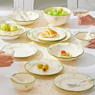 景德镇高温烧制釉下彩高颜值奶油风好看的小雏菊【餐具小套组】